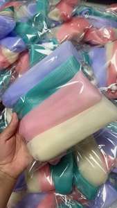 Sacs en filet exfoliants en plastique pour savon, avec cordon de suspension pour le corps, le bain et la douche - Gain de place - Product Image 6