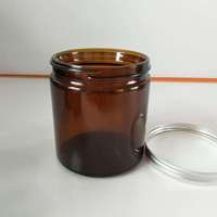 Pot à bougie en verre en métal ambré Pot à miel chimique en aluminium petit couvercle rond 30ml 180ml 4oz 8 Oz avec or noir 250 Pcs