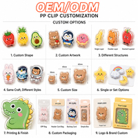 Clips personnalisés en acrylique et PP pour agenda, reliure de papier, motif alimentaire de dessin animé, imprimé UV, gravé au laser, transparent, décoratif, vente en gros