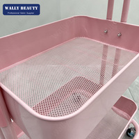 Chariot rose de salon de beauté de maquillage de chariot 3 niveaux chariot de magasin de manucure de station thermale de pédicure avec les roues verrouillables