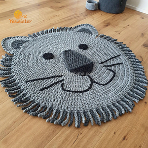 <span class=keywords><strong>Tapis</strong></span> de jeu <span class=keywords><strong>rond</strong></span> en Crochet pour enfants, accessoire pliable en peluche, motifs animaux, Lion, pour bébés - Product Image 4