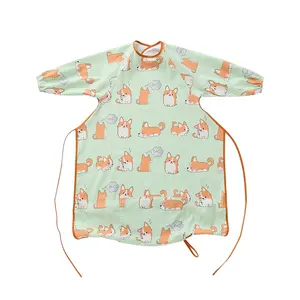 Long Sleeve Weaning Bib Waterproof All Over Coverall Smock for Baby Full Coverage Shirt Apron with Sleeves for Messy Eating