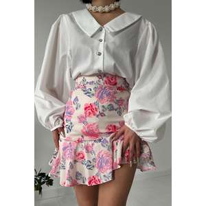 Falda de Algodón Floral Rosa XS de Verano al por Mayor, Estampado Bordado con Lentejuelas, Pliegues, Estilo Deportivo, Cintura Natural, Nueva para Primavera - Product Image 2