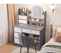 Table de toilette minimaliste moderne, bureau de maquillage pour chambre à coucher, armoire de rangement tout-en-un, table de toilette multifonctionnelle pour petit appartement