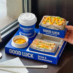 Personalizzato <span class=keywords><strong>Sandwich</strong></span> Cola caffè incorporato in carta vassoio di imballaggio Fast Food <span class=keywords><strong>a</strong></span> mano per il ristorante da portare fuori - Product Image 4