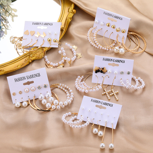 Pendientes de Perlas con Cruz de Mariposa de Moda, Venta Caliente 2026, Juego de Pendientes Geométricos Irregulares para Mujer, Joyería de Moda - Product Image 5