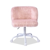 Chaise de bureau moderne rose en fausse fourrure Chaise en peluche pour la maison, le bureau et le salon Meubles en gros