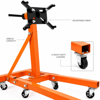 Support moteur 6 roues 2000 lb en carbone avec tête rotative, outil de réparation automobile mobile pour garage et atelier, OEM CE Voiture & Moto