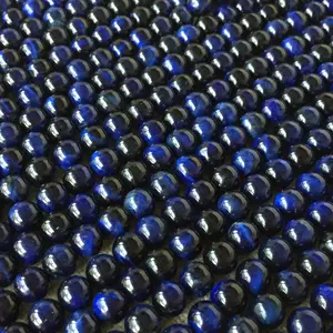 DIY 팔찌와 목걸이를위한 고품질 블루 타이거 아이 스톤 비즈 느슨한 돌 비즈