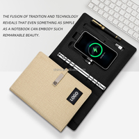Ensemble cadeau de bloc-notes avec chargeur sans fil à logo LED personnalisé et clé USB pour cadeaux d'entreprise et cadeaux pour cadres