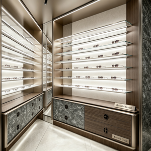 Vitrine optique personnalisée pour lunettes, présentoir en verre LED pour magasin de vente au détail d'optique - Product Image 1