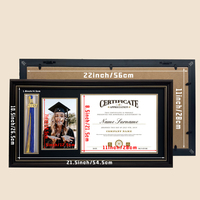 Cadre de diplôme universitaire personnalisé en bois avec porte-pompon, pour photo 5x7 et certificat 8.5x11, boîte à effet d'ombre