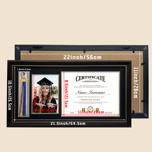 Cadre de diplôme universitaire personnalisé <span class=keywords><strong>en</strong></span> bois avec porte-pompon, pour <span class=keywords><strong>photo</strong></span> 5x7 <span class=keywords><strong>et</strong></span> certificat 8.5x11, boîte à effet d'ombre - Product Image 4