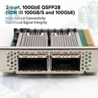Tarjeta de Interfaz de Red Cableada Mellanox CX-4 100GbE QSFP28 de 2 Puertos PCIe3.0x16 MCX456A-ECAT para Adaptador Ethernet de Servidor, en Stock