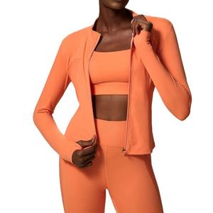 Chaqueta Deportiva de Yoga para Mujer, Personalizada, para Exteriores, con Cremallera, Elástica, Holgada, sin Costuras - Product Image 4