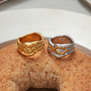 Irregular Pleated <b>Ring</b> Women's Jewelry 18K Gold <b>Titanium</b> Steel Stainless Steel Geometric Shape Gift Fashion <b>Rings</b> - Product Image 4