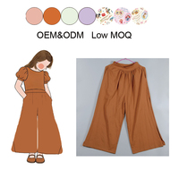 Pantalon large bohème d'été pour filles, en coton et lin, coupe ample, taille élastique, pantalon décontracté pour enfants, imprimé floral personnalisé à carreaux vichy