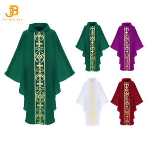 Custom Style Church Pastor Chasuble Priest Vintage Robe Gown Cape <strong>Cassock</strong> Vestment White Red <strong>Green</strong> Purple - Product Image 5