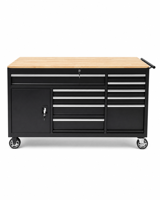 Chariot à outils mobile en acier, établi verrouillable, armoire à 11 tiroirs, plateau en bois, capacité de charge de 500 kg, pour garage, atelier, mécanicien automobile