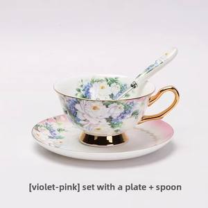 <span class=keywords><strong>Bona</strong></span> China ถ้วยกาแฟเซรามิกลายดอกไม้หรูหราขนาด220มล. ชุดจานรองถ้วยชาพอร์ซเลน - Product Image 3