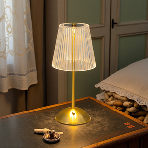 Modern Brass Table <b>Lamp</b> Crystal Bell <b>Shade</b> E26 LED 3000K Warm White Push Button Switch Control Bedroom Decorative <b>Small</b> Size - Product Image 6