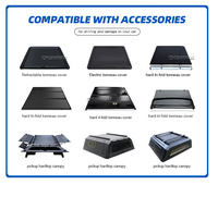 Couverture de benne rigide rétractable en alliage d'aluminium noir pour pick-up 4x4, sans perçage, verrouillable, étanche
