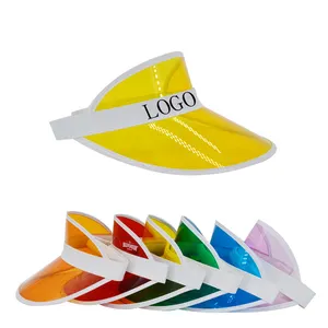 Summer Unisex yellow Pvc Plastic Hats Adjustable Multi Color Sun Visor Caps