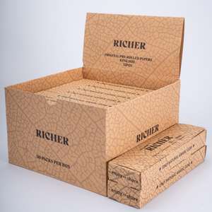 Branded 109 Unbleached <b>Brown</b> Pre <b>Roll</b> Cone <b>Papers</b> with <b>Paper</b> Tip Bulk Box 32 Piece Per Case - Product Image 3