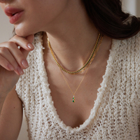 Collier superposé J&D Designer en acier inoxydable avec aventurine verte et malachite, bijou élégant et tendance en pierre naturelle dégradée