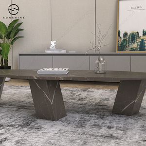 Table basse ovale de luxe en travertin malaisien, design moderne style ferme, durable, pour salon, hôtel, entrée, ensemble de meubles décoratifs OEM - Product Image 5