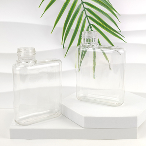 300ml square flask bottle flat plastic juice bottles with screw lid