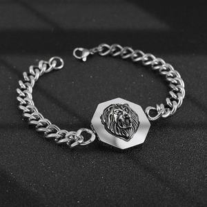 Pulseras de Cadena para Hombre, Diseño de Cabeza de León, Estilo Hip Hop Punk, Acero Inoxidable, Chapado en Plata, Joyería y Accesorios de Moda - Product Image 3
