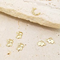 Mini pendentif en forme de lune en or jaune véritable 9 carats, finition martelée brillante, petites breloques délicates pour la création de bijoux permanents DIY