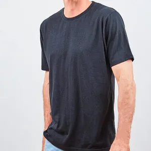 卸売麻黒衣類製造カジュアルメンズTシャツユニセックス白男性55% 麻45% オーガニックコットンシャツ