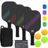 Raket Pickleball Fiberglass Logo Kustom, Disetujui USAPA & Tahan Lama, Pilihan untuk Penggunaan Luar/Dalam Ruangan, Latihan, Grosir