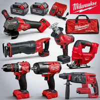 Kit de Herramientas Eléctricas Multifuncionales Inalámbricas Milwaukee de 18V, Martillo Perforador, Sierra de Sable, Máquina de Corte, Motor sin Escobillas