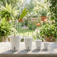 Ensemble de pots à fleurs de haute qualité de plusieurs tailles, en plastique, avec système d'auto-arrosage et pot intérieur transparent pour plantes