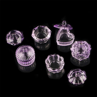 NS17 New Pink Purple Multi-style Glass Crystal Cup Nail Dappen Dish Cup avec couvercle Crystal Acrylic Powder Nail Cup