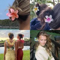 Pinces à cheveux mignonnes et préppy à thème tropical plage, fleurs hawaïennes plumeria et hibiscus, pour femmes et filles, Chine