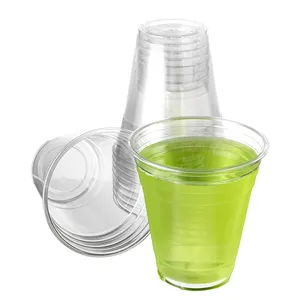 Wholesale FULING Disposable Plastic Take Away Coffee Juice Espresso Cup With Dome Flat Lids