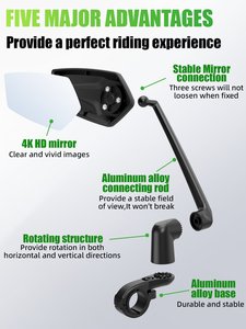 EasyDo universale bici specchio in lega di alluminio bicicletta specchio 3D manubrio regolabile <span class=keywords><strong>per</strong></span> Ebike Scooter - Product Image 3