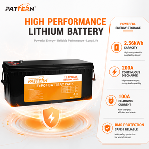 PATTERN Baterai LiFePO4 12.8V 200Ah 12V 2.56kWh 6000 Siklus Smart BMS Pengganti Baterai Asam Timbal untuk Kapal Laut RV Camper - Product Image 4