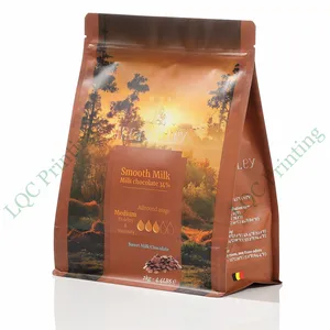Aluminum Foil Lined Packaging Custom Zipper Coffee Bag One-Way Exhaust With Valve And Buckle Packing Flat Bottom Pouch