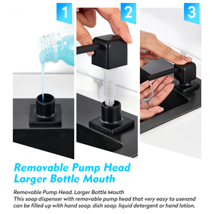 Nouveau distributeur de savon noir en acier inoxydable grande capacité avec plaque graphique technique, certifié CUPC, en promotion - Product Image 4