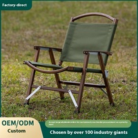 Chaise longue pliante en bois massif de hêtre Kermit, design moderne, mobilier d'extérieur portable, chaise de camping, de pêche ou de plage