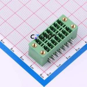 DB2ERHBM-3.81-2*7P-GN Plug-in Terminal Block Bent Lead Through Hole,P=3.81mm Board-to-Board / Socket - Closed Screw Fixing 2x7P - Product Image 1