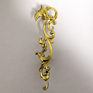 Perlengkapan Furnitur Mewah Berkualitas Tinggi, Gagang Lemari & Laci Kuningan Solid Motif Phoenix untuk Hotel & Apartemen, Warna Emas - Product Image 3
