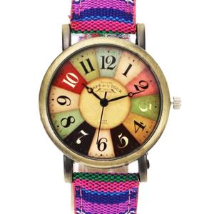Accesorios de Joyería de Moda, Estilo Boho Hippie, Correa de Tela Tejida de Cuero con Patrón de Arcoíris Multicolor, Relojes de Regalo - Product Image 6