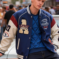 Veste universitaire en chenille de haute qualité pour hommes, logo personnalisé, patch à chaîne, veste de baseball vintage, veste bomber