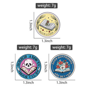 Horror Addicts Book Club Skull Broche Esmalte Pins Libro personalizado Novios Broches Collar Solapa Insignia Joyería Regalo para Amante de los libros - Product Image 6